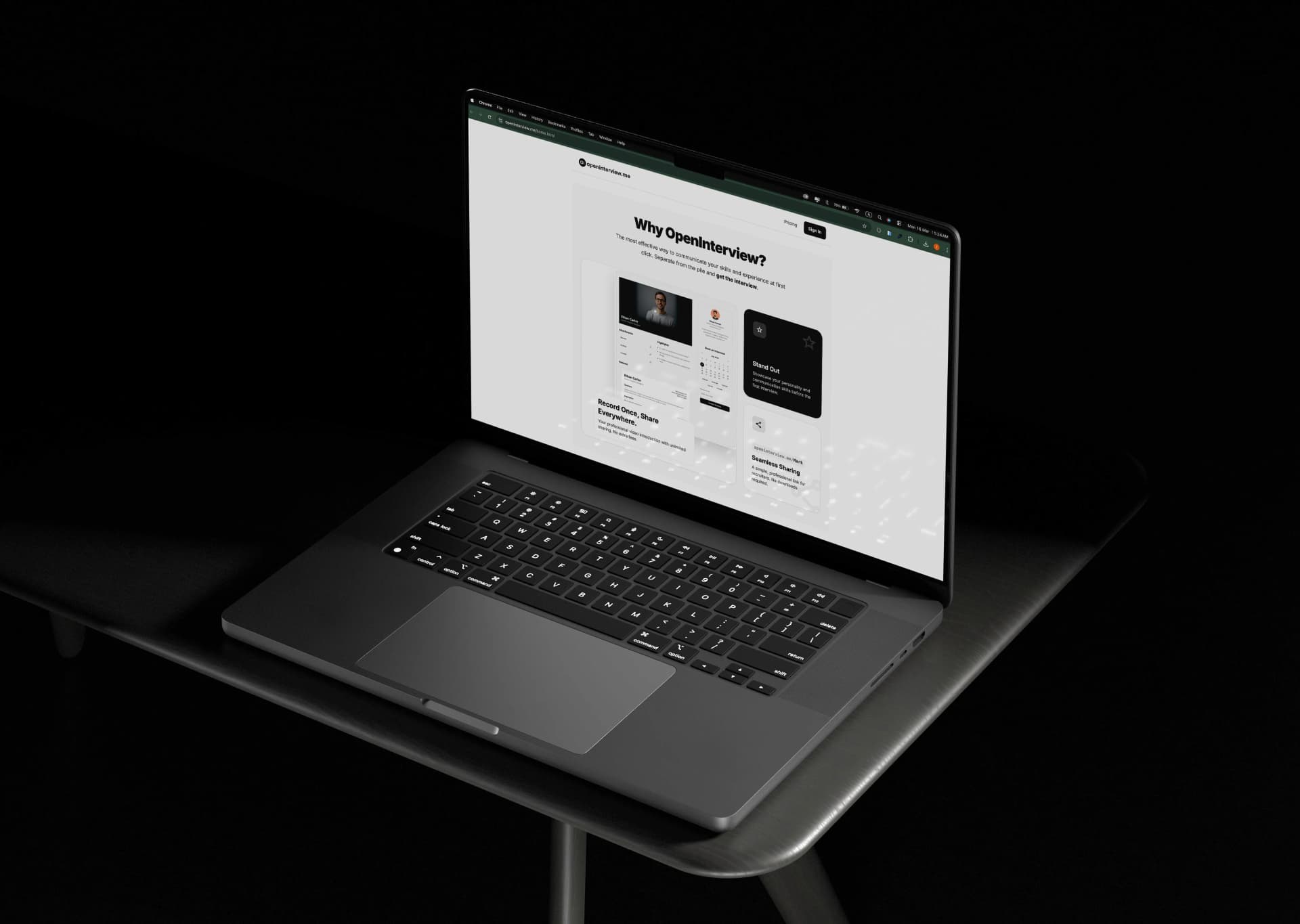 OpenInterview candidate profile and video interview platform